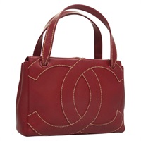【原宿店限定】シャネル CHANEL ハンドバッグ ワイルドステッチ キャビアスキン ボルドー ゴールド レディース 126239V