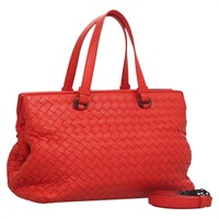 【原宿店限定】ボッテガヴェネタ BOTTEGAVENETA ハンドバッグ イントレチャート レザー 2way レッド レディース 127841V