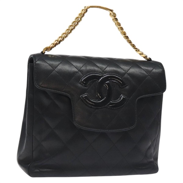 【原宿店限定】シャネル CHANEL ハンドバッグ マトラッセ ココマーク チェーン ラムスキン ブラック ゴールド レディース 129531V