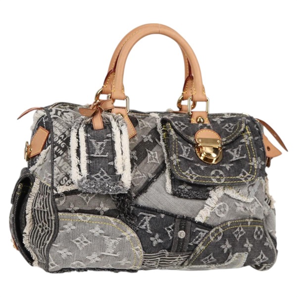 【原宿店限定】ルイ・ヴィトン LOUIS VUITTON スピーディ30 ハンドバッグ モノグラムデニムパッチワーク グレー M95381 レディース ki5785M