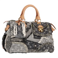 【原宿店限定】ルイ・ヴィトン LOUIS VUITTON スピーディ30 ハンドバッグ モノグラムデニムパッチワーク グレー M95381 レディース ki5785M