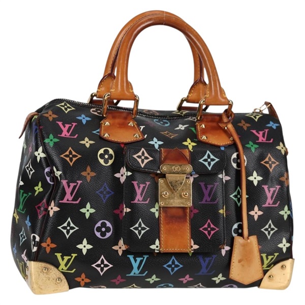 【原宿店限定】ルイ・ヴィトン LOUIS VUITTON スピーディ30 ハンドバッグ モノグラム・マルチカラー ブラック M92642 レディース 128485V