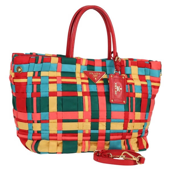 【原宿店限定】プラダ PRADA ハンドバッグ ナイロン 2way レッド ゴールド レディース 131587V
