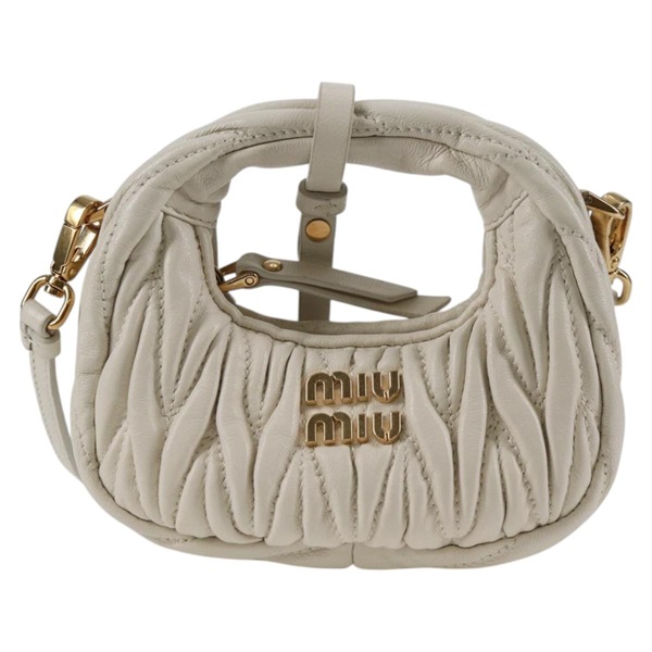 【原宿店限定】ミュウ ミュウ Miu Miu ショルダーバッグ マテラッセ ミニ レザー ホワイト ゴールド レディース 115234SM