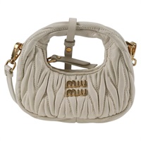 【原宿店限定】ミュウ ミュウ Miu Miu ショルダーバッグ マテラッセ ミニ レザー ホワイト ゴールド レディース 115234SM