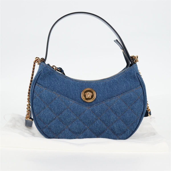 【原宿店限定】ヴェルサーチ VERSACE ハンドバッグ デニム 2way ブルー ゴールド レディース 118653M