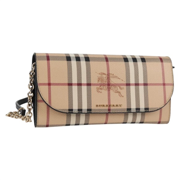 【原宿店限定】バーバリー BURBERRY ショルダーバッグ チェーンウォレット ノバチェック PVCレザー ベージュ ゴールド レディース BD2081M