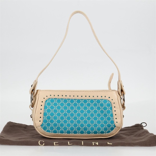 【原宿店限定】セリーヌ CELINE ショルダーバッグ マカダムキャンバス ブルー ゴールド レディース 126161V