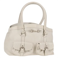 【原宿店限定】クリスチャンディオール Christian Dior ショルダーバッグ レザー ホワイト シルバー レディース am8603V