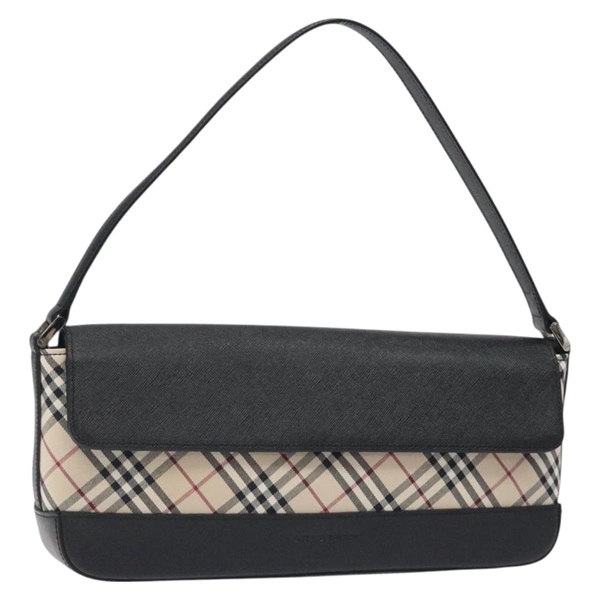 【原宿店限定】バーバリー BURBERRY ショルダーバッグ ノバチェック キャンバス レザー ベージュ シルバー レディース 126873V