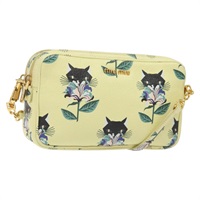 【原宿店限定】ミュウ ミュウ Miu Miu ショルダーバッグ レザー イエロー ゴールド レディース 119230V