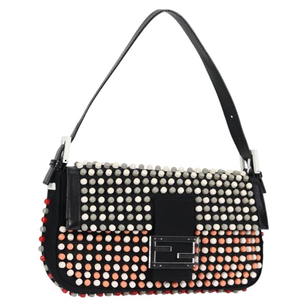 【原宿店限定】フェンディ FENDI マンマバゲット ショルダーバッグ ナイロン ブラック ゴールド レディース 119240SM