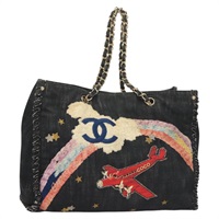 【原宿店限定】シャネル CHANEL ショルダーバッグ チェーン デニム ブルー ゴールド レディース 121517V