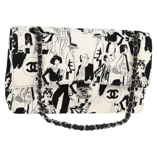 【原宿店限定】シャネル CHANEL ショルダーバッグ チェーン キャンバス ホワイト シルバー レディース 122423SM
