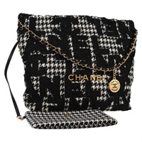【原宿店限定】シャネル CHANEL ショルダーバッグ チェーン ツイード ブラック ゴールド レディース 126118SM