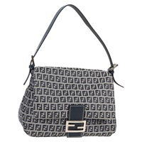 【原宿店限定】フェンディ FENDI マンマバゲット ショルダーバッグ ズッキーノキャンバス ネイビー シルバー レディース 126702V