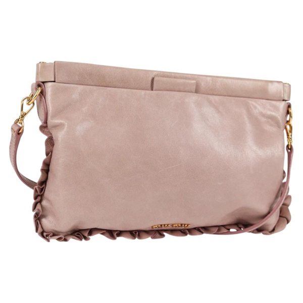 【原宿店限定】ミュウ ミュウ Miu Miu ショルダーバッグ レザー ピンク ゴールド レディース 127013V