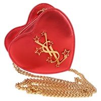 【原宿店限定】サンローラン SAINT LAURENT ショルダーバッグ チェーン レザー レッド ゴールド レディース BD2192M