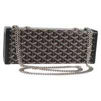 【原宿店限定】ゴヤール GOYARD ショルダーバッグ ヘリンボーン チェーン PVC レザー ブラック シルバー レディース 115239SM