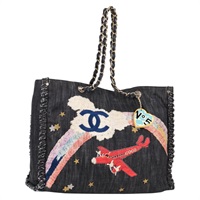 【原宿店限定】シャネル CHANEL ショルダーバッグ マトラッセ チェーン デニム ネイビー シルバー レディース 122424SM