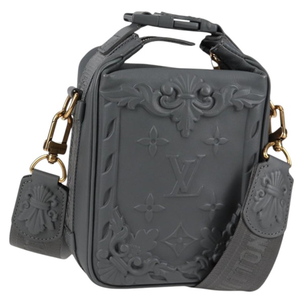 【原宿店限定】ルイ・ヴィトン LOUIS VUITTON クルーザーメッセンジャー ショルダーバッグ 2023春夏メンズ・コレクション カーフレザー グレー ゴールド M21812 レディース 123