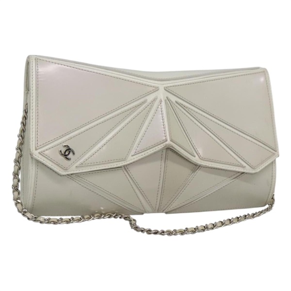 【原宿店限定】シャネル CHANEL ショルダーバッグ チェーン レザー グレー シルバー レディース 127258V