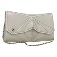 【原宿店限定】シャネル CHANEL ショルダーバッグ チェーン レザー グレー シルバー レディース 127258V