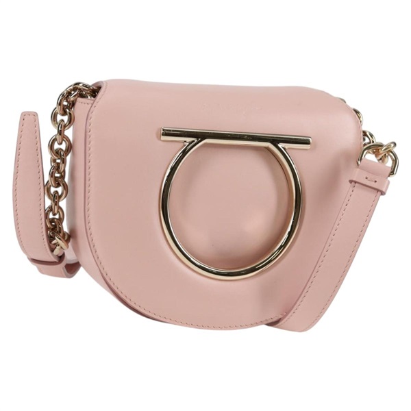 【原宿店限定】サルヴァトーレフェラガモ Salvatore Ferragamo ショルダーバッグ ガンチーニ レザー ピンク ゴールド レディース 127475M
