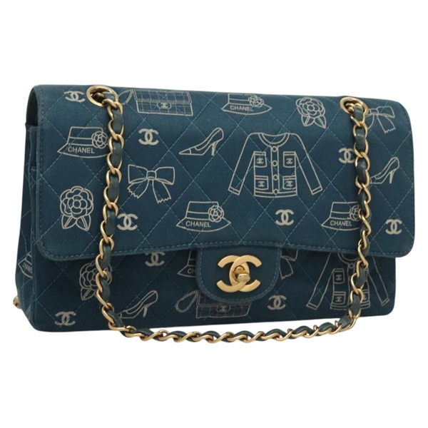 【原宿店限定】シャネル CHANEL ショルダーバッグ アイコンライン マトラッセ チェーン キャンバス ネイビー ゴールド レディース 127540SV
