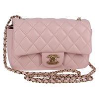 【原宿店限定】シャネル CHANEL ショルダーバッグ ミニマトラッセ チェーン ラムスキン ピンク ゴールド レディース BA2933SM