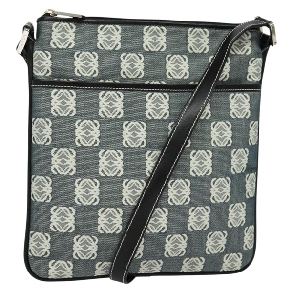 【原宿店限定】ロエベ LOEWE ショルダーバッグ アナグラム キャンバス レザー グレー ブラック レディース 119873