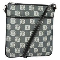 【原宿店限定】ロエベ LOEWE ショルダーバッグ アナグラム キャンバス レザー グレー ブラック レディース 119873