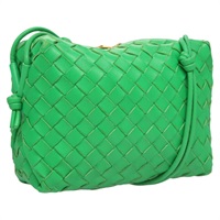 【原宿店限定】ボッテガヴェネタ BOTTEGAVENETA ショルダーバッグ イントレチャート レザー グリーン ゴールド レディース 123508
