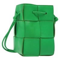 【原宿店限定】ボッテガヴェネタ BOTTEGAVENETA カセット ショルダーバッグ マキシイントレチャート レザー グリーン レディース BD2213