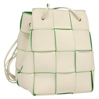 【原宿店限定】ボッテガヴェネタ BOTTEGAVENETA パラキートスモール カセット ショルダーバッグ マキシイントレチャート レザー グリーン ホワイト レディース hk2467