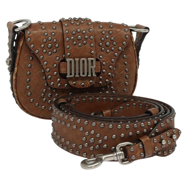 【原宿店限定】クリスチャンディオール Christian Dior ショルダーバッグ D-FENCE  レザー ブラウン レディース bs25342