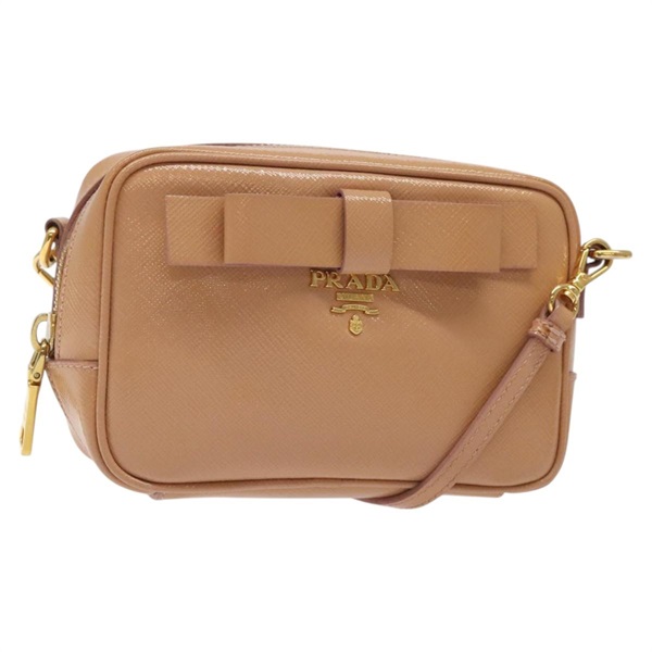 【原宿店限定】プラダ PRADA ショルダーバッグ サフィアーノレザー ベージュ ゴールド レディース gh187