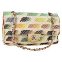【原宿店限定】シャネル CHANEL ショルダーバッグ チェーン キャンバス アイボリー シルバー レディース 127285V