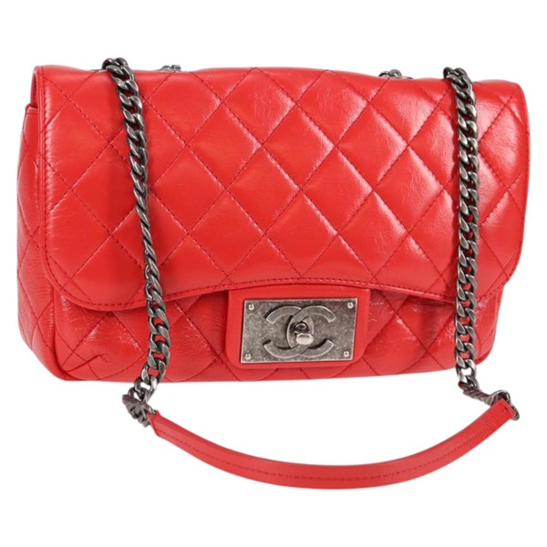 【原宿店限定】シャネル CHANEL ショルダーバッグ マトラッセ チェーン  カーフスキン レッド レディース 127508M