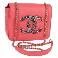 【原宿店限定】シャネル CHANEL ショルダーバッグ マトラッセ ビジュー チェーン ラムスキン ピンク ゴールド レディース 127511M