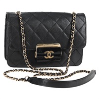 【原宿店限定】シャネル CHANEL ショルダーバッグ マトラッセ チェーン ラムスキン ブラック ゴールド レディース 127542M