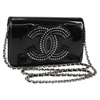 【原宿店限定】シャネル CHANEL ショルダーバッグ チェーン エナメル ブラック レディース 127546M