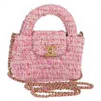 【原宿店限定】シャネル CHANEL ショルダーバッグ チェーン ツイード ピンク ゴールド レディース 127553M