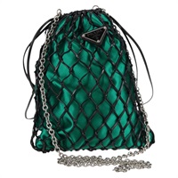 【原宿店限定】プラダ PRADA ショルダーバッグ チェーン サテン グリーン レディース 127567M