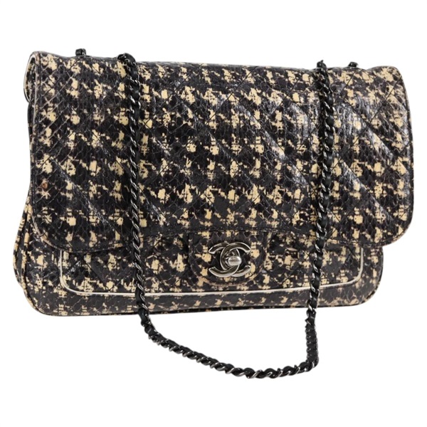 【原宿店限定】シャネル CHANEL ショルダーバッグ マトラッセ チェーン レザー ブラック シルバー レディース 127576M