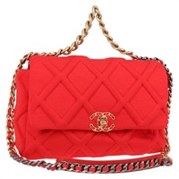【原宿店限定】シャネル CHANEL ショルダーバッグ チェーン コットン 2way レッド ゴールド レディース 127588M