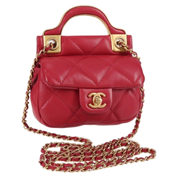【原宿店限定】シャネル CHANEL ショルダーバッグ マトラッセ チェーン ラムスキン ピンク ゴールド レディース 127614SM