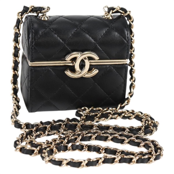 【原宿店限定】シャネル CHANEL ショルダーバッグ マトラッセ チェーン ラムスキン ブラック ゴールド レディース 127743SM
