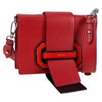 【原宿店限定】プラダ PRADA ショルダーバッグ チェーン レザー レッド シルバー レディース 127863V