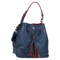 【原宿店限定】プラダ PRADA ショルダーバッグ レザー ブルー シルバー レディース 127875V